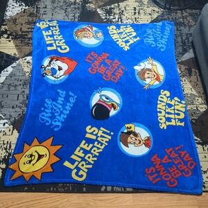 Vintage Kelloggs Cereal Blanket  Tony Tiger Snap Crackle Pop Toucan Sam 50"X60"